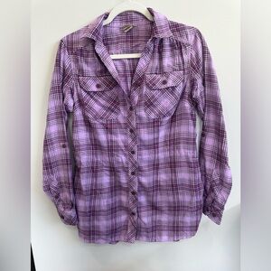 ❤️ Duluth Trading Co Purple Checkered Shirt XS NWOT